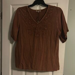 Solitaire Brown Embellished Blouse
